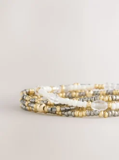 Noir/Or - Lot de bracelets extensibles en métal mixte