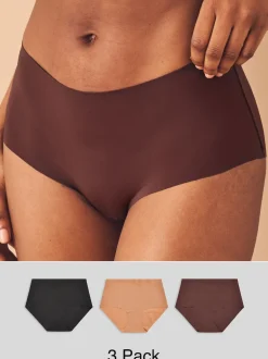 Noir/praline nude/chocolat nude - Lot 3 culottes invisibles et confortables
