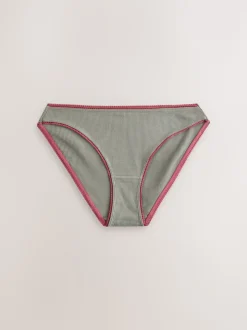 Noir/Rose/Olivier - 3 Slips Lot en coton côtelé