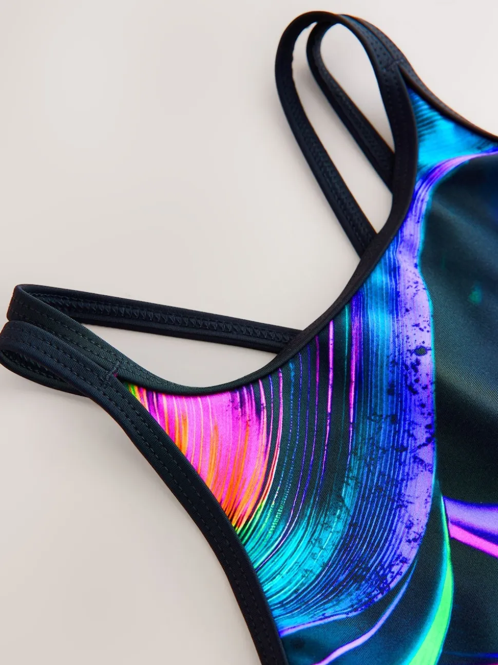 Noir/Rose/Violet tourbillon - Maillot de bain à double bretelle (3-16yrs)