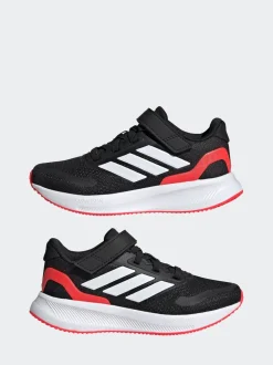 Noir/Rouge - adidas Baskets de course Runfalcon 5 à lacets élastiques pour enfant