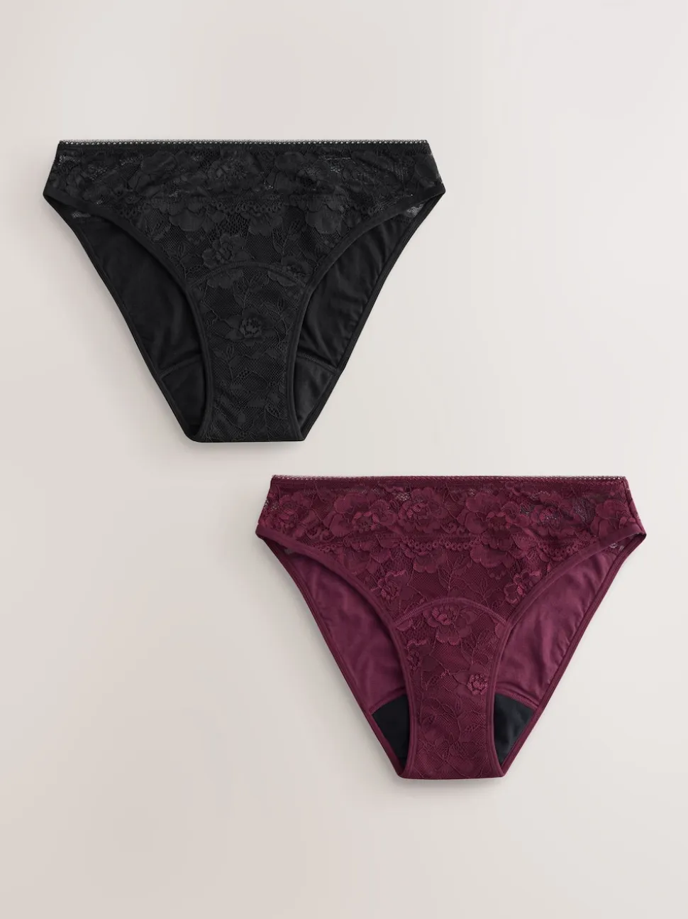 noir/rouge baie - Lot de 2 slips All Over en dentelle à débit moyen