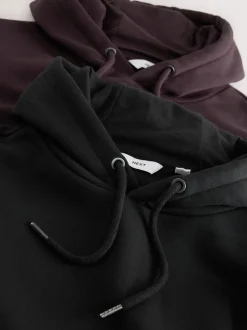 Noir/rouge bordeaux - Lot de 2 sweats à capuche en jersey riche en coton