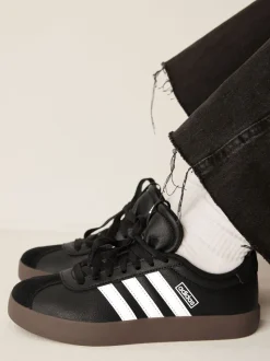 Noir/Tan - adidas Vl Cour 3.0 Baskets enfant en daim à lacets