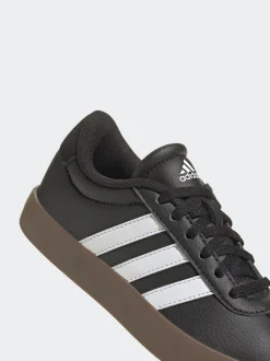Noir/Tan - adidas Vl Cour 3.0 Baskets enfant en daim à lacets