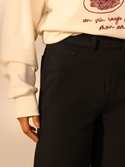 Noir/vert sauge - Lot de 2 pantalons jambes larges en denim jersey