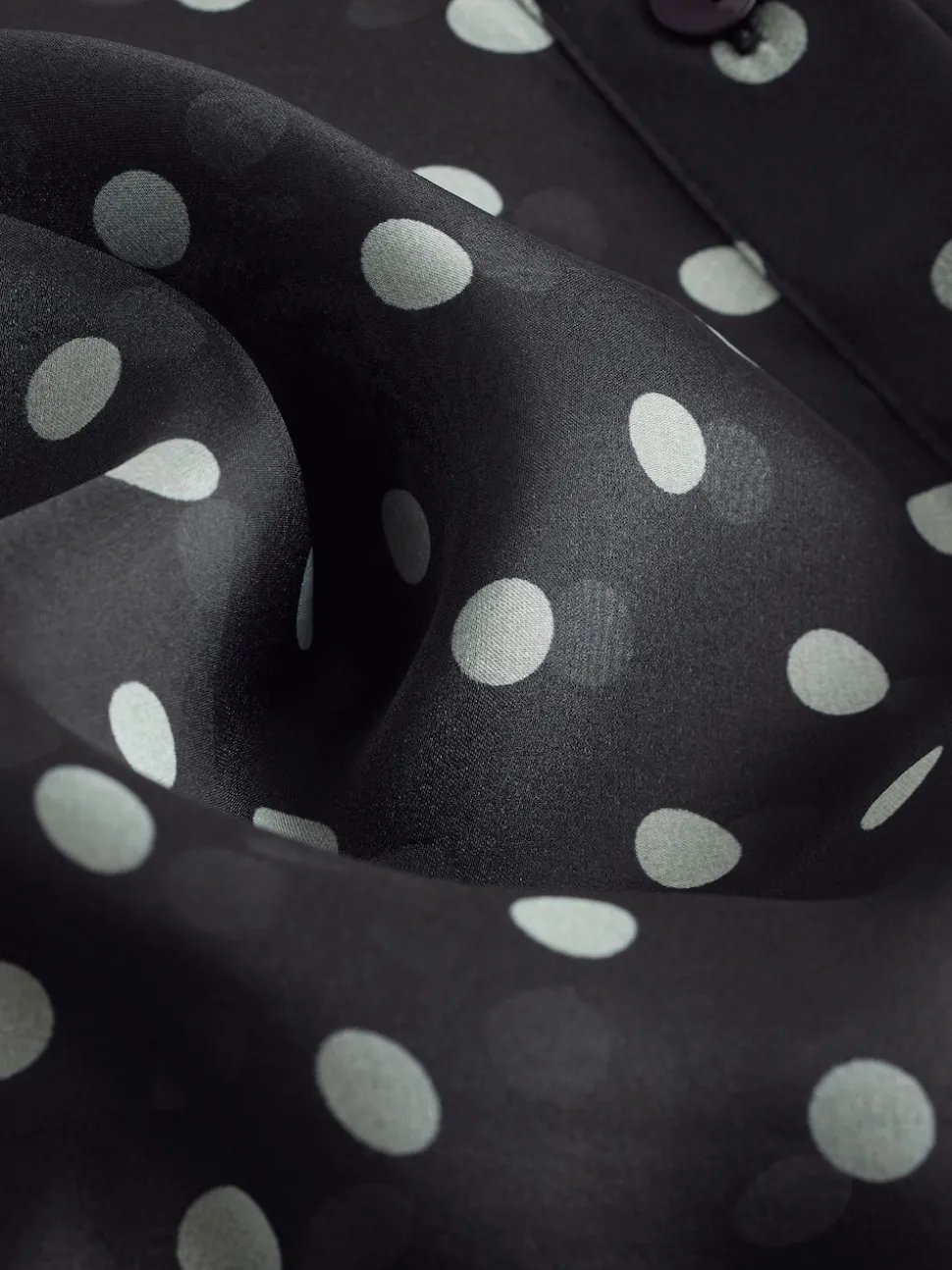 Noir/Vert sauge à pois - Chemise transparente à manches longues