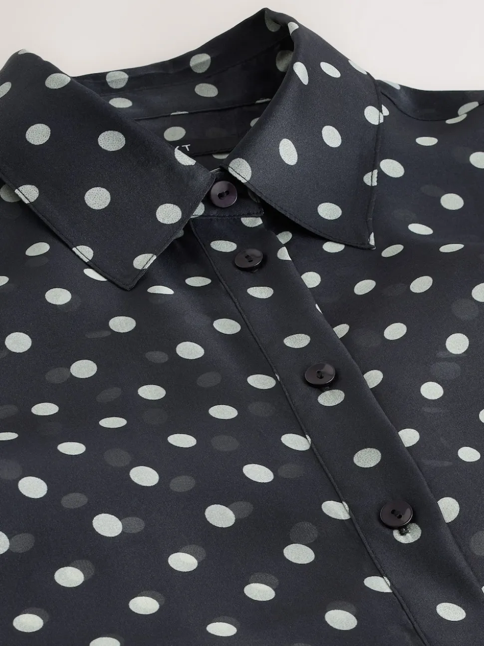 Noir/Vert sauge à pois - Chemise transparente à manches longues