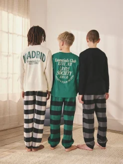Noir/Vert/Blanc - Lot de 3 pyjamas tissés à carreaux (3-16ans)