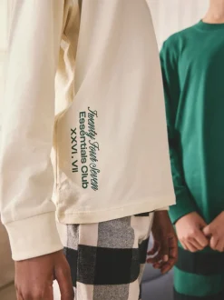 Noir/Vert/Blanc - Lot de 3 pyjamas tissés à carreaux (3-16ans)