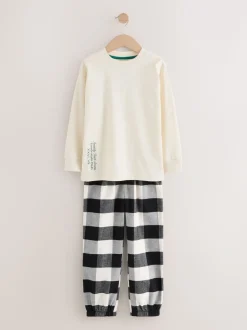Noir/Vert/Blanc - Lot de 3 pyjamas tissés à carreaux (3-16ans)