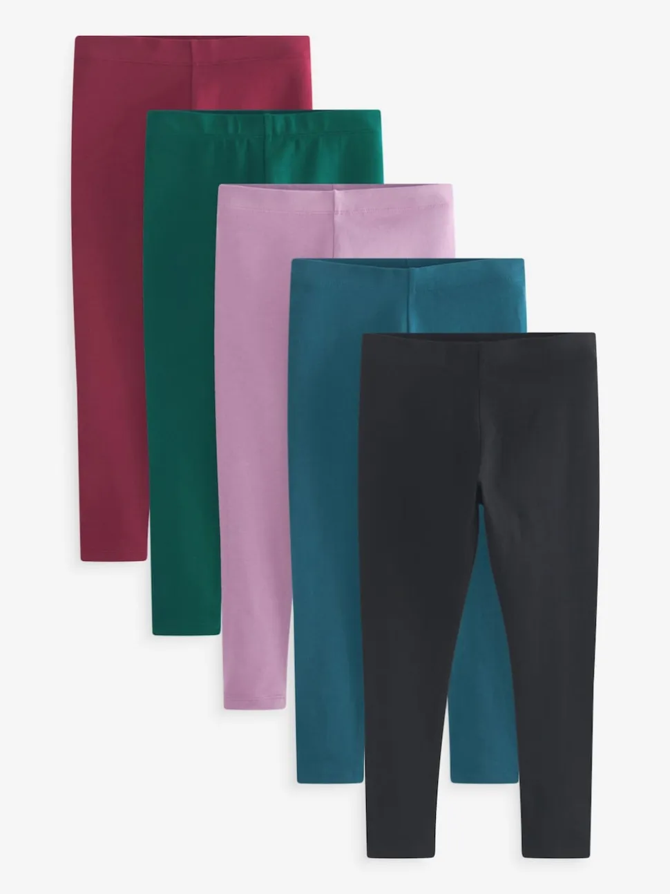 Noir/vert/bleu/rouge baie/violet lilas - Lot de 5 leggings (3-16ans)