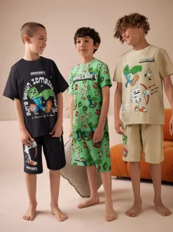 Noir/vert/pierre - Pyjama court Minecraft 100% coton 3 (3-16ans)