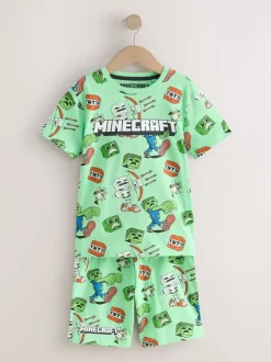 Noir/vert/pierre - Pyjama court Minecraft 100% coton 3 (3-16ans)