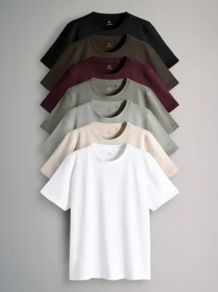 Noir/vert/rouge/blanc - The Set lot de 7 t-shirts en coton à manches courtes