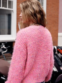 Néppy rose vif - Cardigan Texture duveteux à col en V