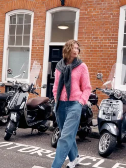 Néppy rose vif - Cardigan Texture duveteux à col en V