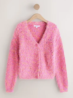 Néppy rose vif - Cardigan Texture duveteux à col en V