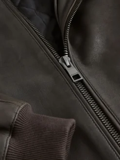 Nubuck marron - Blouson aviateur Signature en cuir