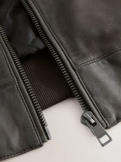 Nubuck marron - Blouson aviateur Signature en cuir