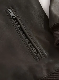 Nubuck marron - Blouson aviateur Signature en cuir