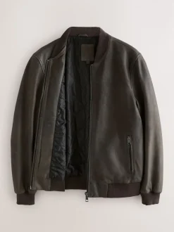 Nubuck marron - Blouson aviateur Signature en cuir