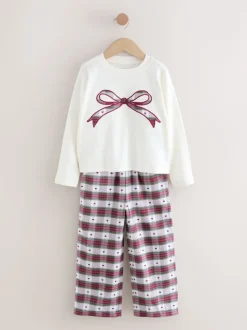 Nœud à carreaux rouge/vert - Pyjama bas tissé de Noël (2-16ans)