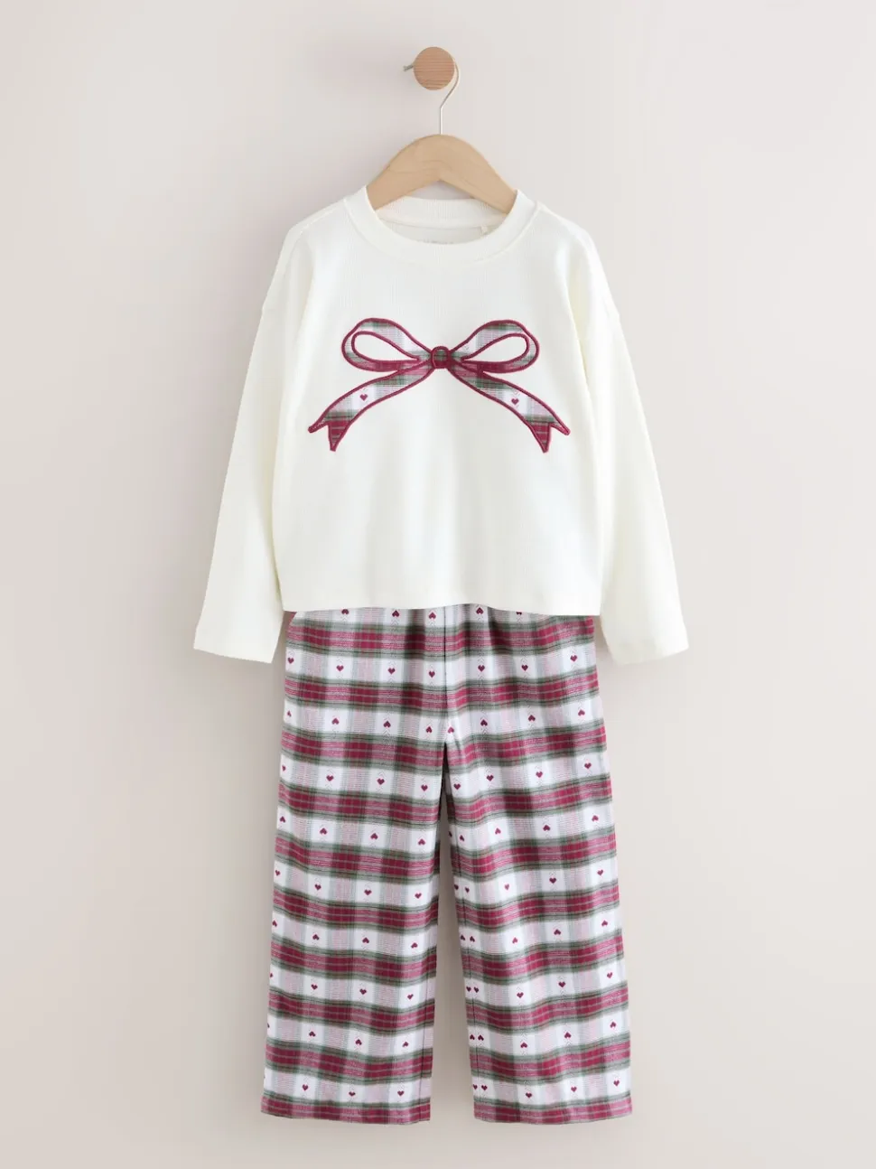 Nœud à carreaux rouge/vert - Pyjama bas tissé de Noël (2-16ans)