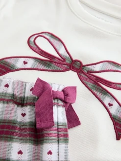 Nœud à carreaux rouge/vert - Pyjama bas tissé de Noël (2-16ans)