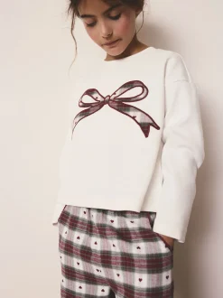 Nœud à carreaux rouge/vert - Pyjama bas tissé de Noël (2-16ans)