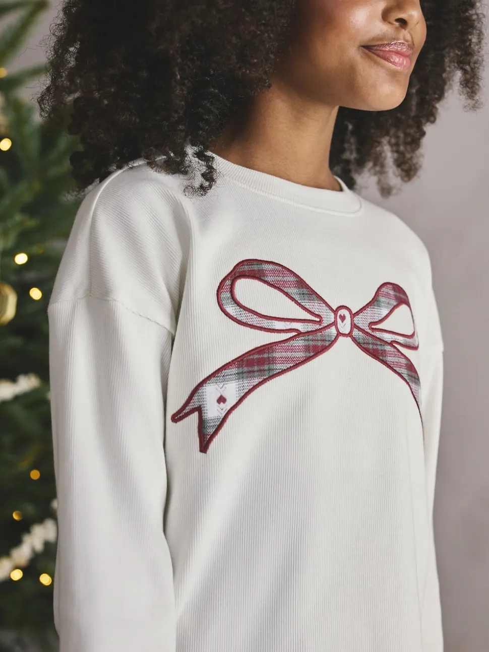 Nœud à carreaux rouge/vert - Pyjama bas tissé de Noël (2-16ans)