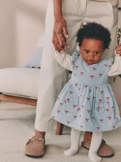 Nœud bleu - Ensemble body et collants à manches longues en velours côtelé pour bébé (0mois-2ans)