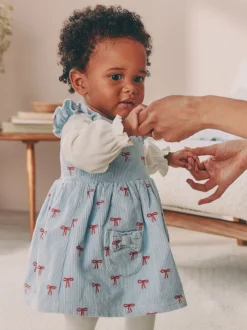 Nœud bleu - Ensemble body et collants à manches longues en velours côtelé pour bébé (0mois-2ans)