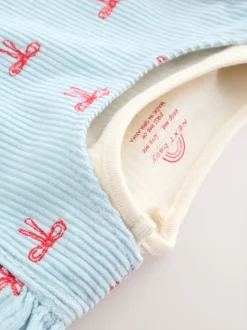 Nœud bleu - Ensemble body et collants à manches longues en velours côtelé pour bébé (0mois-2ans)