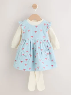 Nœud bleu - Ensemble body et collants à manches longues en velours côtelé pour bébé (0mois-2ans)
