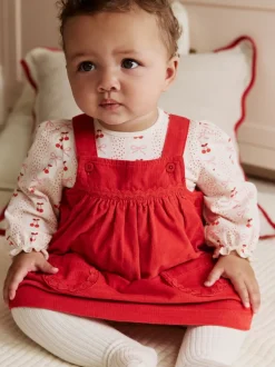 Nœud rouge - Ensemble body et collants à manches longues en velours côtelé pour bébé (0mois-2ans)