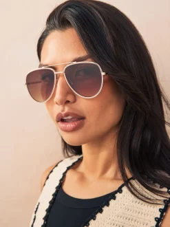 Nude - Lunettes de soleil aviateur Bling