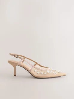 Nude Avec ornements - Chaussures à talons Forever Comfort® à bride arrière en maille pointue