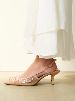 Nude Avec ornements - Chaussures à talons Forever Comfort® à bride arrière en maille pointue