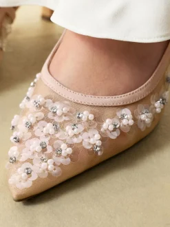 Nude Avec ornements - Chaussures à talons Forever Comfort® à bride arrière en maille pointue