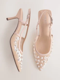Nude Avec ornements - Chaussures à talons Forever Comfort® à bride arrière en maille pointue