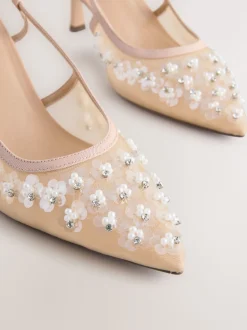 Nude Avec ornements - Chaussures à talons Forever Comfort® à bride arrière en maille pointue