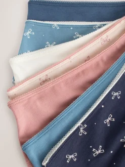 Nœuds bleus - Culotte en coton riche 7 Pack