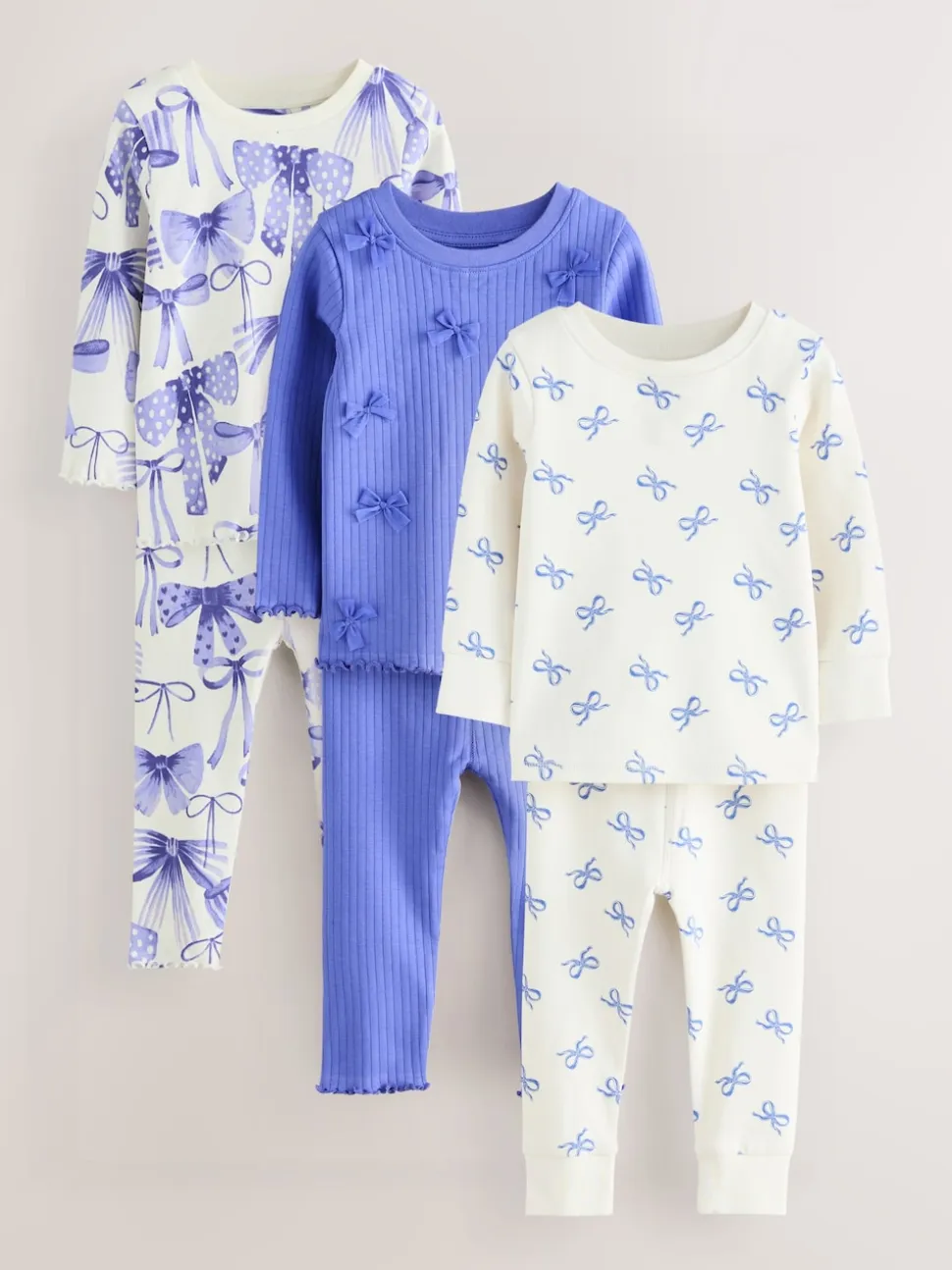Nœuds bleus - Lot de 3 pyjamas Snuggle (9mois-12ans)