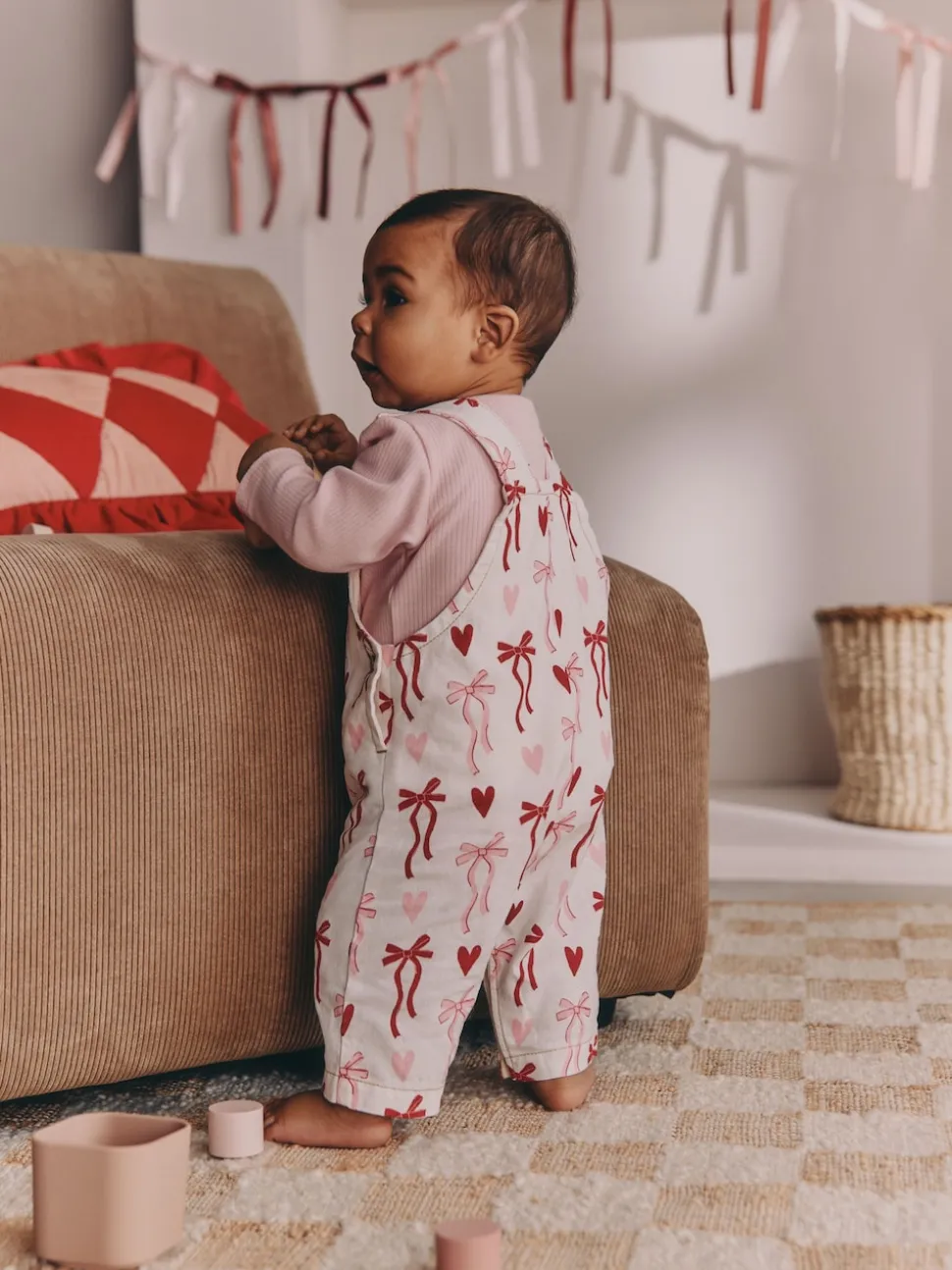 Nœuds crème/rose - Ensemble Salopettes et Body BÉBÉ 2 Pieces (0mois-3ans)