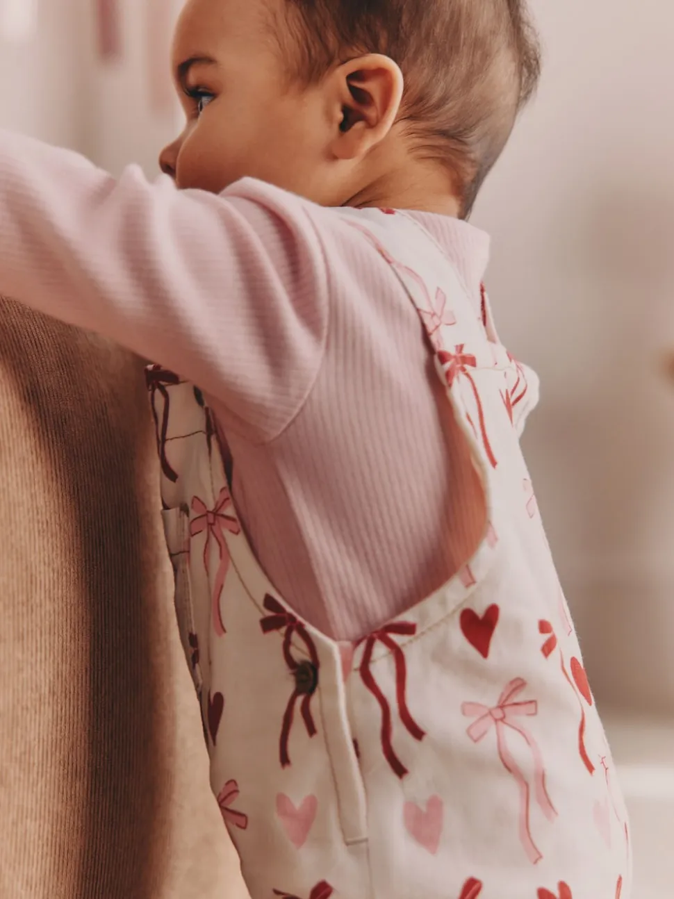 Nœuds crème/rose - Ensemble Salopettes et Body BÉBÉ 2 Pieces (0mois-3ans)