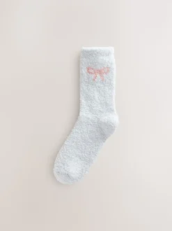 Nœuds rose/gris - Lot de 4 paires de chaussettes douillettes