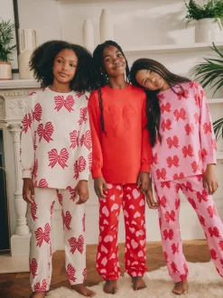 nœuds/coeurs rouges - Lot de 3Joggings pyjama (3-16ans)