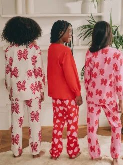 nœuds/coeurs rouges - Lot de 3Joggings pyjama (3-16ans)