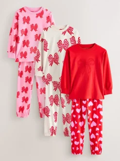 nœuds/coeurs rouges - Lot de 3Joggings pyjama (3-16ans)